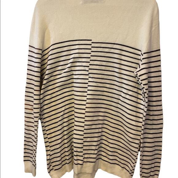 AllSaints Plex Jumper Striped Crewneck black white sweater FADED Medium - Picture 2 of 6